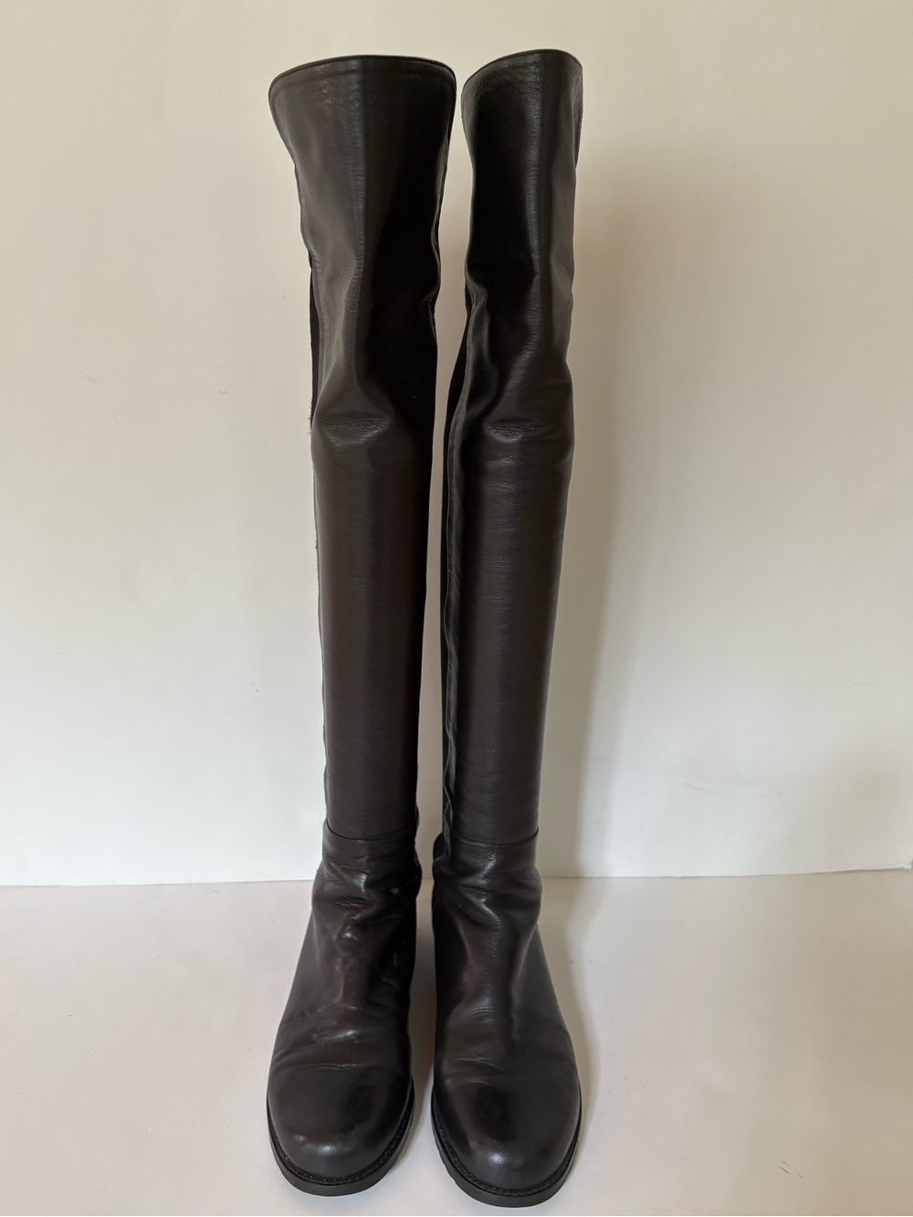 Black Over-the-Knee Leather Boots - Women